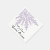 ライトパープルスノーフレークウィンターブライダルシャワー スタンダードカクテルナプキン (角)