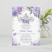 ライトパープルスペインのガールスウィート16誕生日 招待状 (スタンド正面)