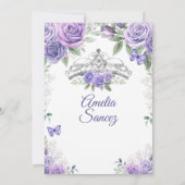 ライトパープルスペインのガールスウィート16誕生日 招待状 (裏面)