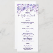 ライトパープルダスティブルーフローラ結婚のメニュー メニュー (正面/裏面)