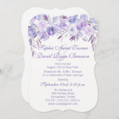 ライトパープルダスティーブルーフローラ夕べ披露宴 招待状 (正面/裏面)