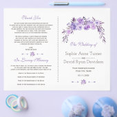 ライトパープルダスティーブルーフローラ結婚式 プログラム チラシ (シングル)