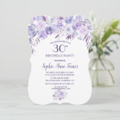 ライトパープルダスティーブルーフローラ30th誕生日パーティー 招待状 (スタンド正面)