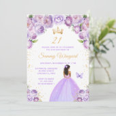 ライトパープルダークスキンプリンセス誕生日パーティー 招待状 (スタンド正面)