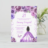 ライトパープルダークスキンプリンセス誕生日パーティー 招待状 (スタンド正面)