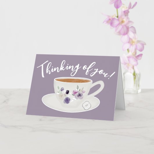 ライトパープルティーカ考えップフローラのユー実在ズ 箔グリーティングカード (蘭)