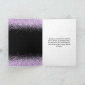 ライトパープルドレスフェイクグリッタースウィート16誕生日 サンキューカード (内部)