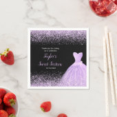 ライトパープルドレスフェイクグリッタースウィート16誕生日 スタンダードカクテルナプキン (インサイチュ)