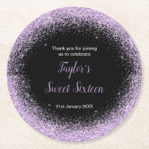 ライトパープルドレスフェイクグリッタースウィート16誕生日