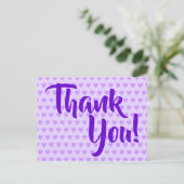 ライトパープルハートありがとう ポストカード (スタンド正面)