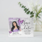 ライトパープルバタフライ写真保存日 案内ポストカード (スタンド正面)