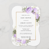 ライトパープルバラフローラベビーシャワー招待状 招待状 (正面/裏面)
