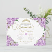 ライトパープルバラフローラ金ゴールドティアラキンセアニェラ 招待状 (スタンド正面)