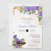 ライトパープルバラメキシカーナマリアチキンセアニェラ 招待状 (正面)