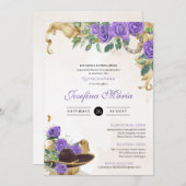 ライトパープルバラメキシカーナマリアチキンセアニェラ 招待状 (正面/裏面)