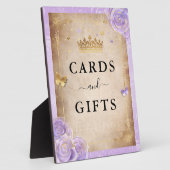 ライトパープルバラ金ゴールドクラウンカードとギフトサイン フォトプラーク (側面)