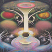 ライトパープルピンクのアコースティックギターツリー シール (正面)