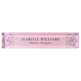 ライトパープルフェイクグリッター デスクネームプレート