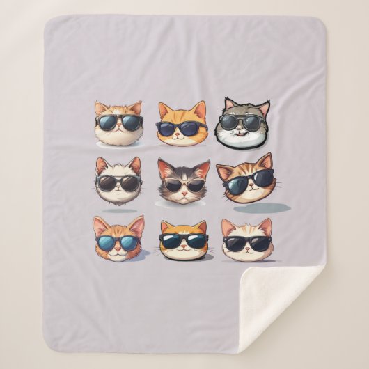 ライトパープルフェイネコレンジーキャットシェルパブランケット シェルパブランケット (正面)