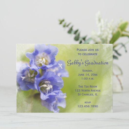 ライトパープルフラワーズ卒業パーティー招待状 招待状 (スタンド正面)