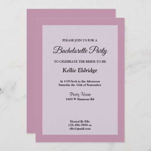 ライトパープルフレームバチェロレッテ招待状 招待状 (正面/裏面)
