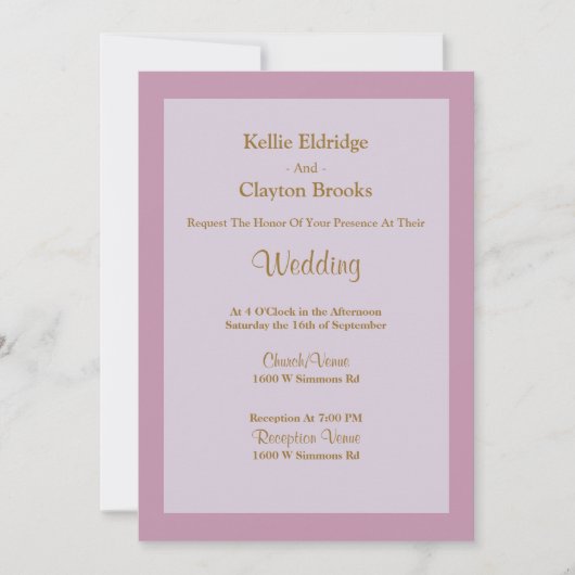 ライトパープルフレーム結婚式招待状 招待状 (正面)
