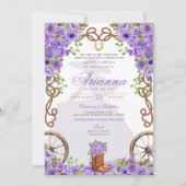 ライトパープルフローラウエスタンチャラキンセニェラ 招待状 (正面)
