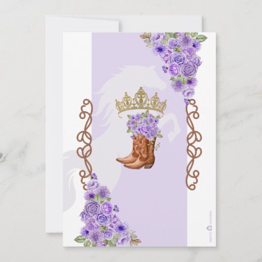 ライトパープルフローラウエスタンチャラキンセニェラ 招待状 (裏面)