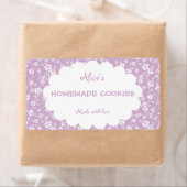 ライトパープルフローラパーソナライズされた手作りクッキー ラベル (インサイチュ)