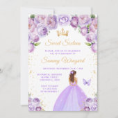 ライトパープルブラウンヘアプリンセスSweet sixteen 招待状 (正面)