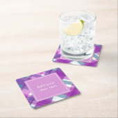 ライトパープルプレイドカスタム文字 スクエアペーパーコースター (インサイチュ)