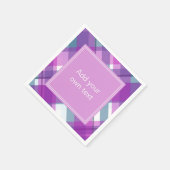 ライトパープルプレイドカスタム文字 スタンダードカクテルナプキン (角)