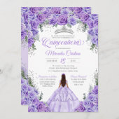 ライトパープルラベンダーバラシルバーキンセアニェラ 招待状 (正面/裏面)