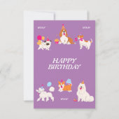 ライトパープル例示犬の誕生日カード (正面)