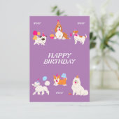 ライトパープル例示犬の誕生日カード (スタンド正面)