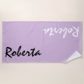 ライトパープル名前をカスタムするパーソナライズされたビーチタオル ビーチタオル (正面)