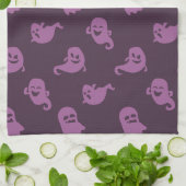 ライトパープル幽霊ダークパープルハロウィーン キッチンタオル (折り畳み)
