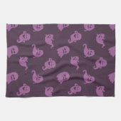 ライトパープル幽霊ダークパープルハロウィーン キッチンタオル (横)