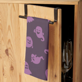 ライトパープル幽霊ダークパープルハロウィーン キッチンタオル