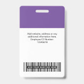 ライトパープル従業員名会社ロゴスタッフラベル バッジ (裏面)