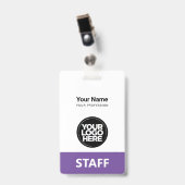 ライトパープル従業員名会社ロゴスタッフラベル バッジ (正面 (クリップ付))