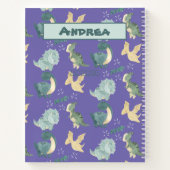 ライトパープル恐竜のパターンにかわいい水彩 ノートブック (裏面)