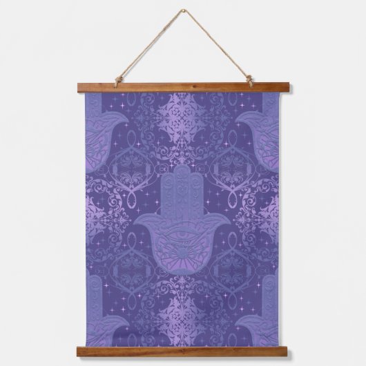 ライトパープル感じルックハンサハンド 吊り下げ型タペストリー (正面)