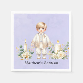ライトパープル水彩少年バプテスマ スタンダードカクテルナプキン