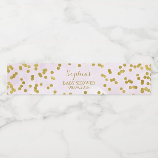 ライトパープル水彩金ゴールド紙吹雪ベビーシャワー ペットボトルラベル (シングルラベル)