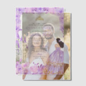 ライトパープル金ゴールドティアラプリンセスキンセアニラ ベラム紙招待状 (オフセット (カップル))
