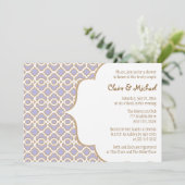 ライトパープル金ゴールドモロッコカップルズウェディングシャワー 招待状 (スタンド正面)