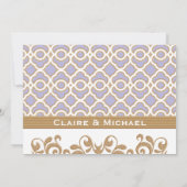 ライトパープル金ゴールドモロッコカップルズウェディングシャワー 招待状 (裏面)