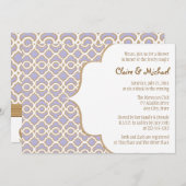 ライトパープル金ゴールドモロッコカップルズウェディングシャワー 招待状 (正面/裏面)