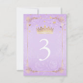 ライトパープル金ゴールド結婚バラのテーブル番号カード 招待状 (裏面)